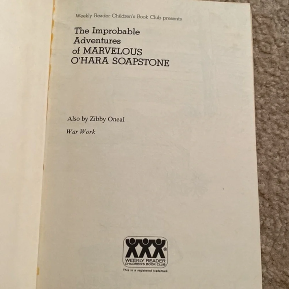 Vintage 1972 Marvelous O'Hara Soapstone Zibby Oneal Weekly Reader Hardcover